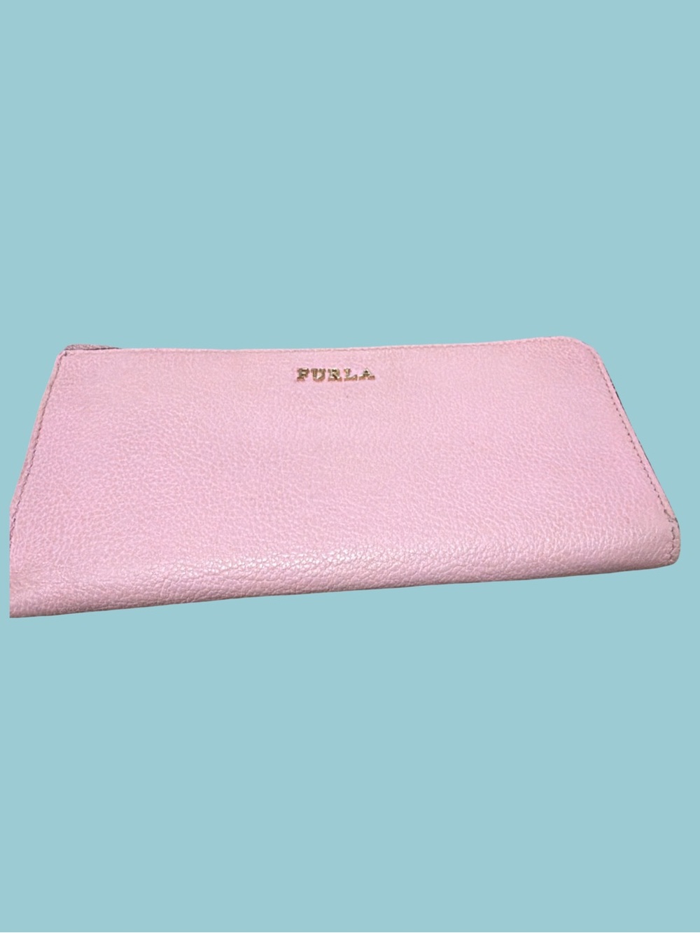 Furla Pale Pink Textured Leather Zip-Around Wallet